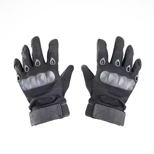 Military gloves of color black with PBR textures 16