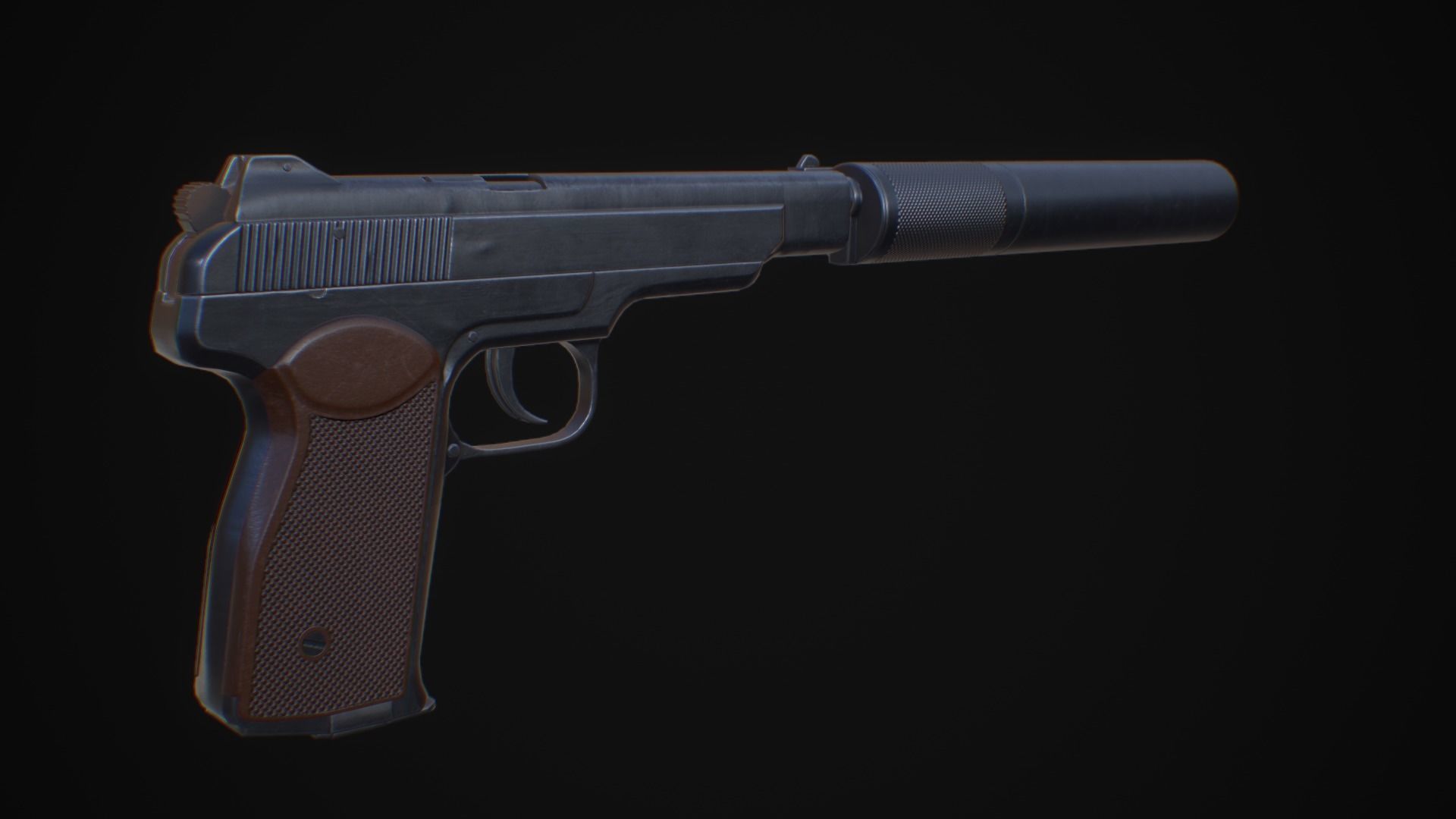 APB - APS Stechkin automatic pistol Low-poly 3D model_1