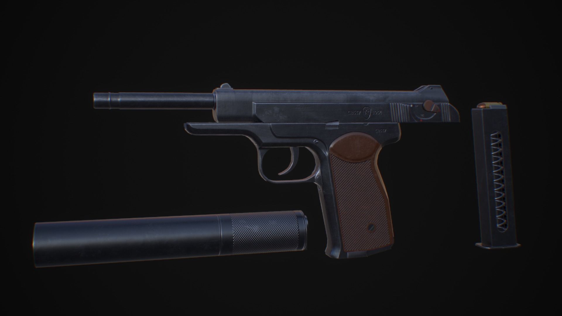 APB - APS Stechkin automatic pistol Low-poly 3D model_8