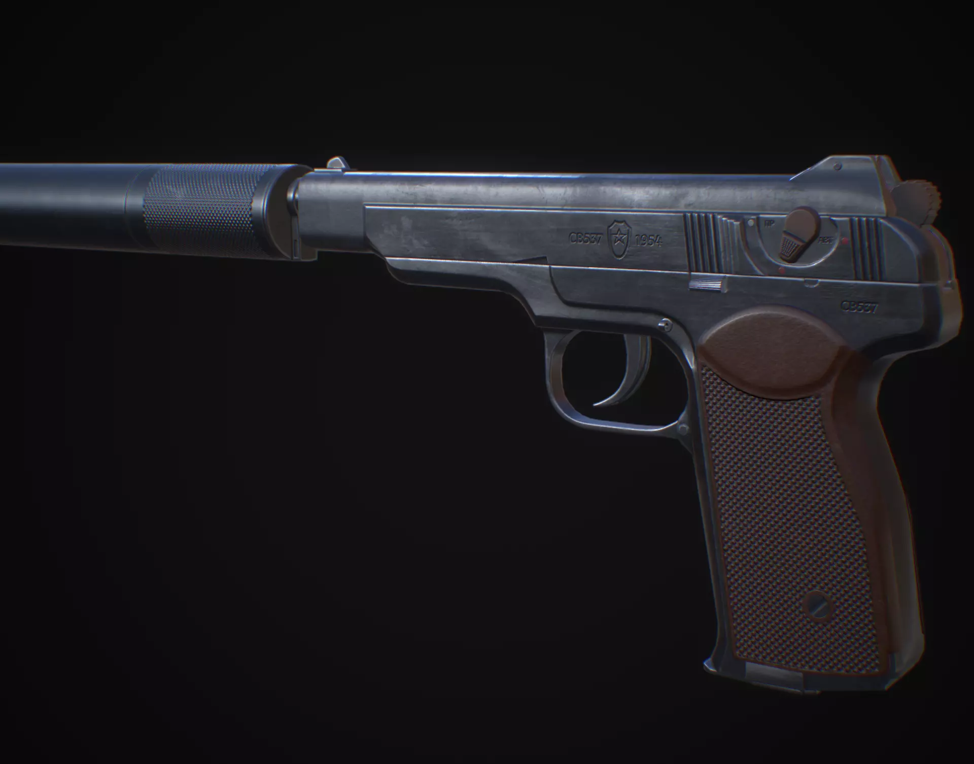 APB - APS Stechkin automatic pistol Low-poly 3D model_0
