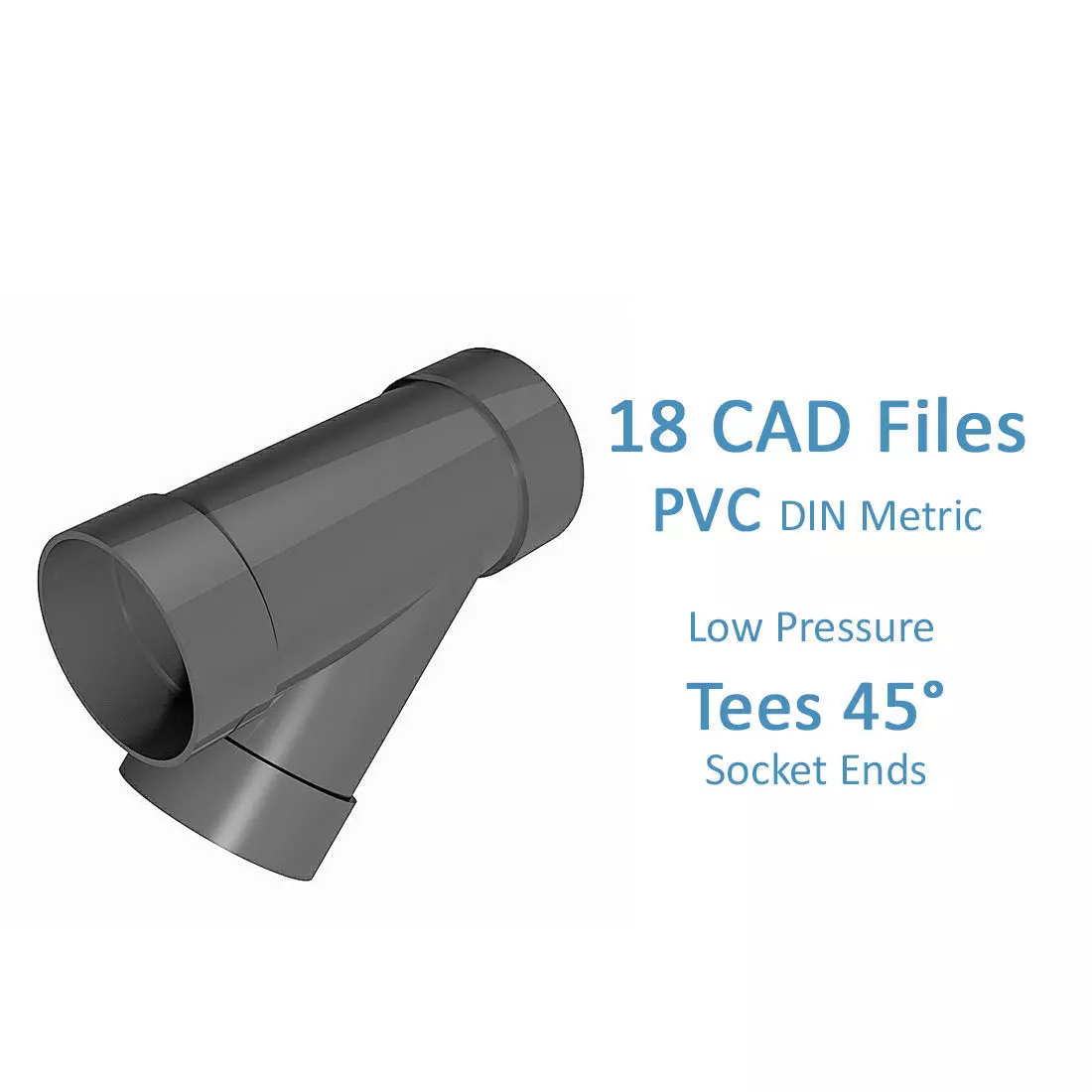 PVC Low Pressure Tees 45 Degrees - Socket Ends Free 3D model