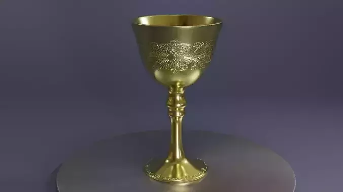 engraved golden trophy with 2k materials Low-poly 3D model