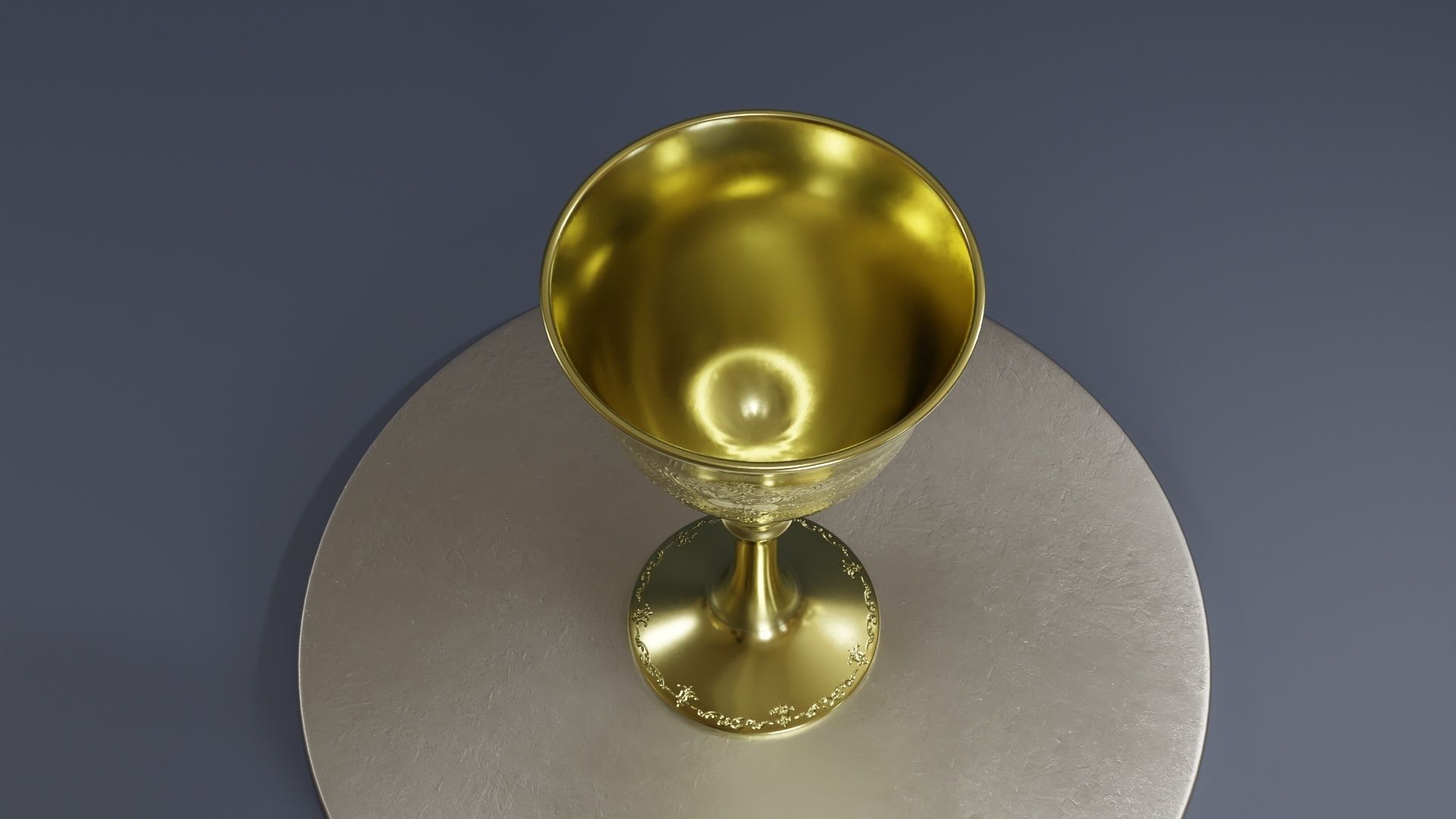 engraved golden trophy with 2k materials Low-poly 3D model_3