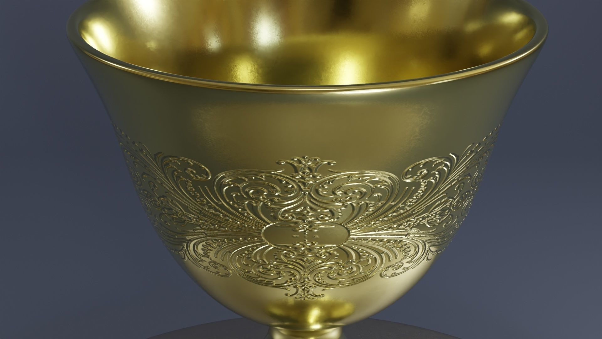 engraved golden trophy with 2k materials Low-poly 3D model_4
