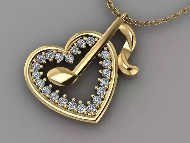 GC GOLD H262-Heart Diamond Gold necklace