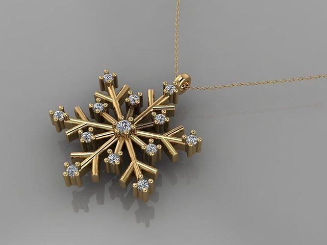 GC GOLD H265-snow globe Diamond Gold necklace 3D print model