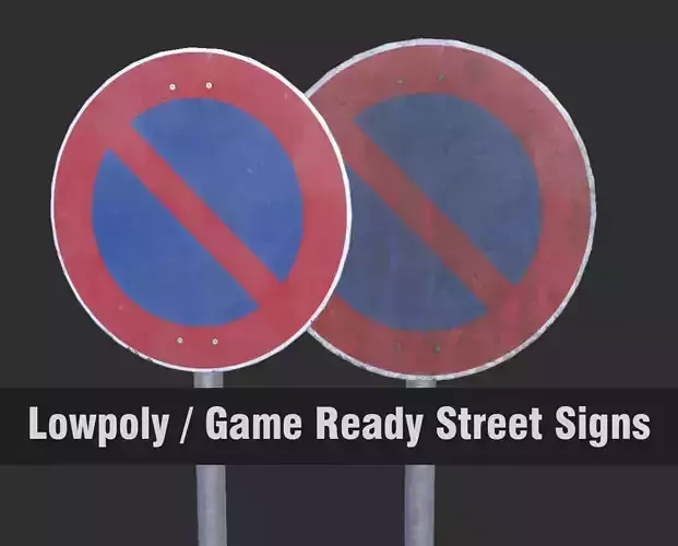 Lowpoly CITY TRAFFIC STREET SIGN No Parking VR AR Games 3D PBR 
