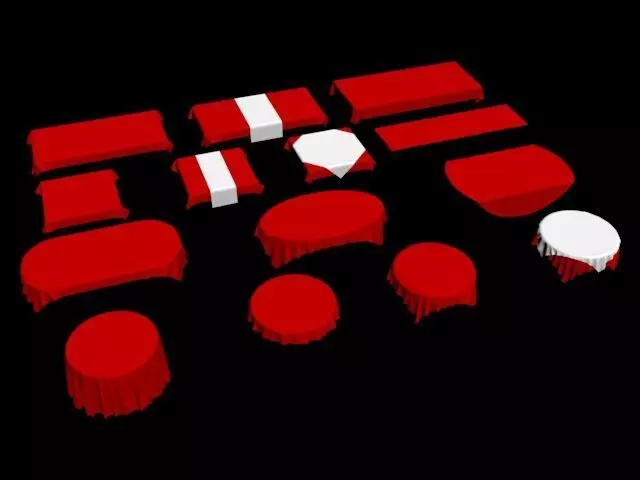 table cloth tablecloth collection fabric oval circle round 3D model_0