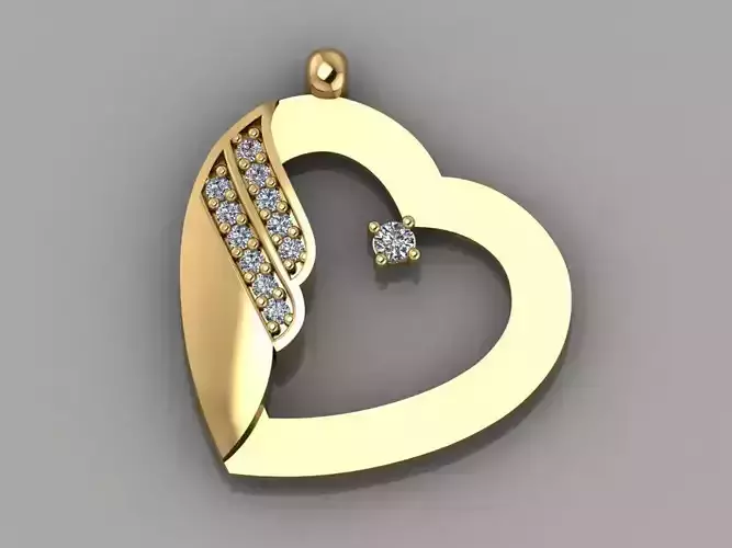 GC GOLD H268-Heart Diamond Gold necklace