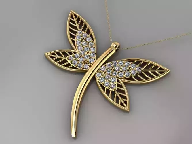 GC GOLD H270-Butterfly diamond gold necklace