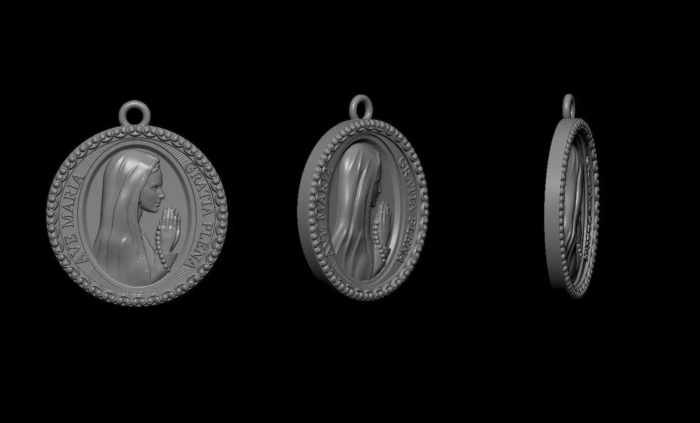 Mary Virgin medal 25mm 3D print model
