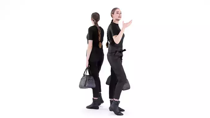 Woman street style with a travel bag 91