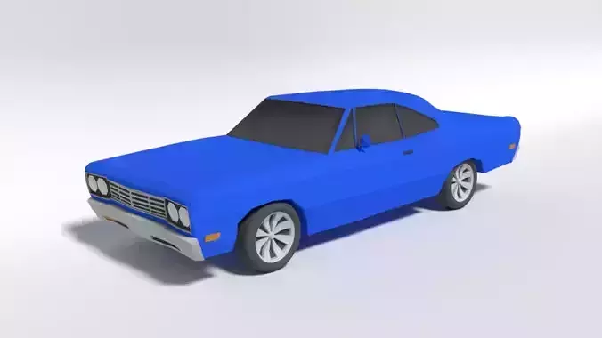 Low Poly Cartoon Plymouth Roadrunner Car