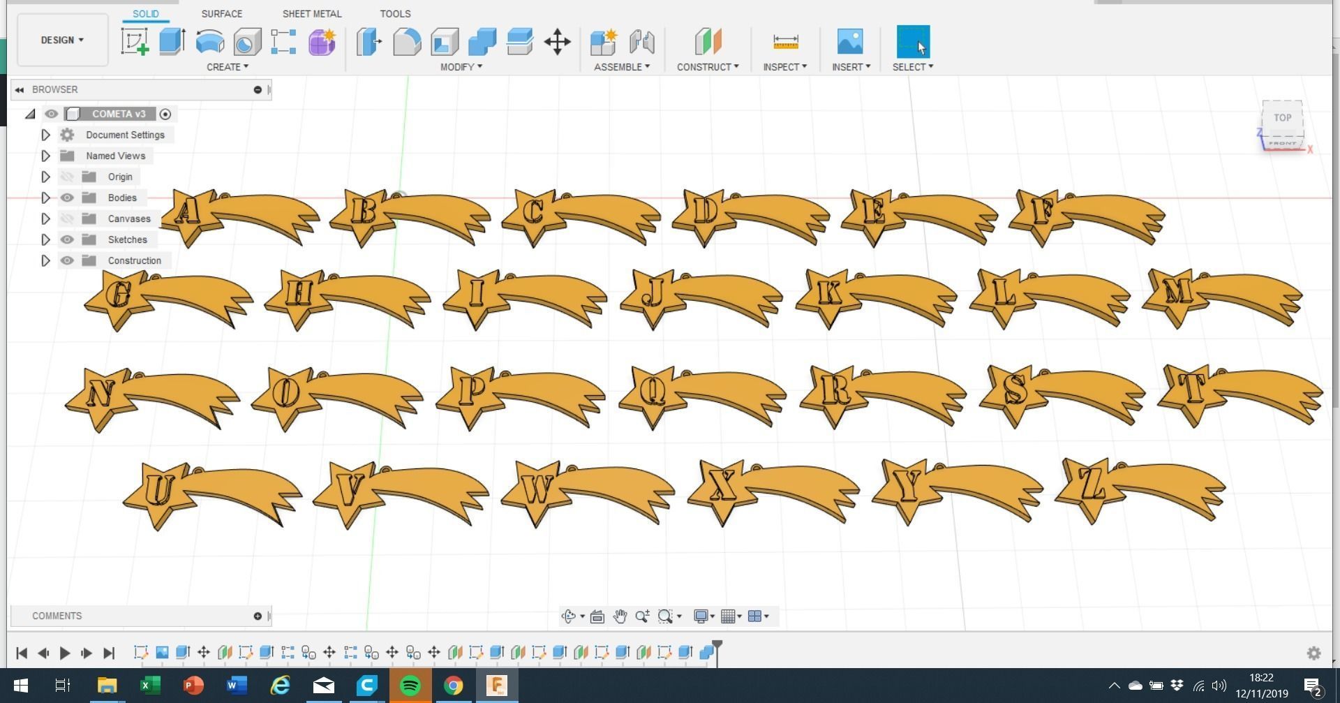 CHRISTMAS COMET 3D letters stl file 3D print model_5