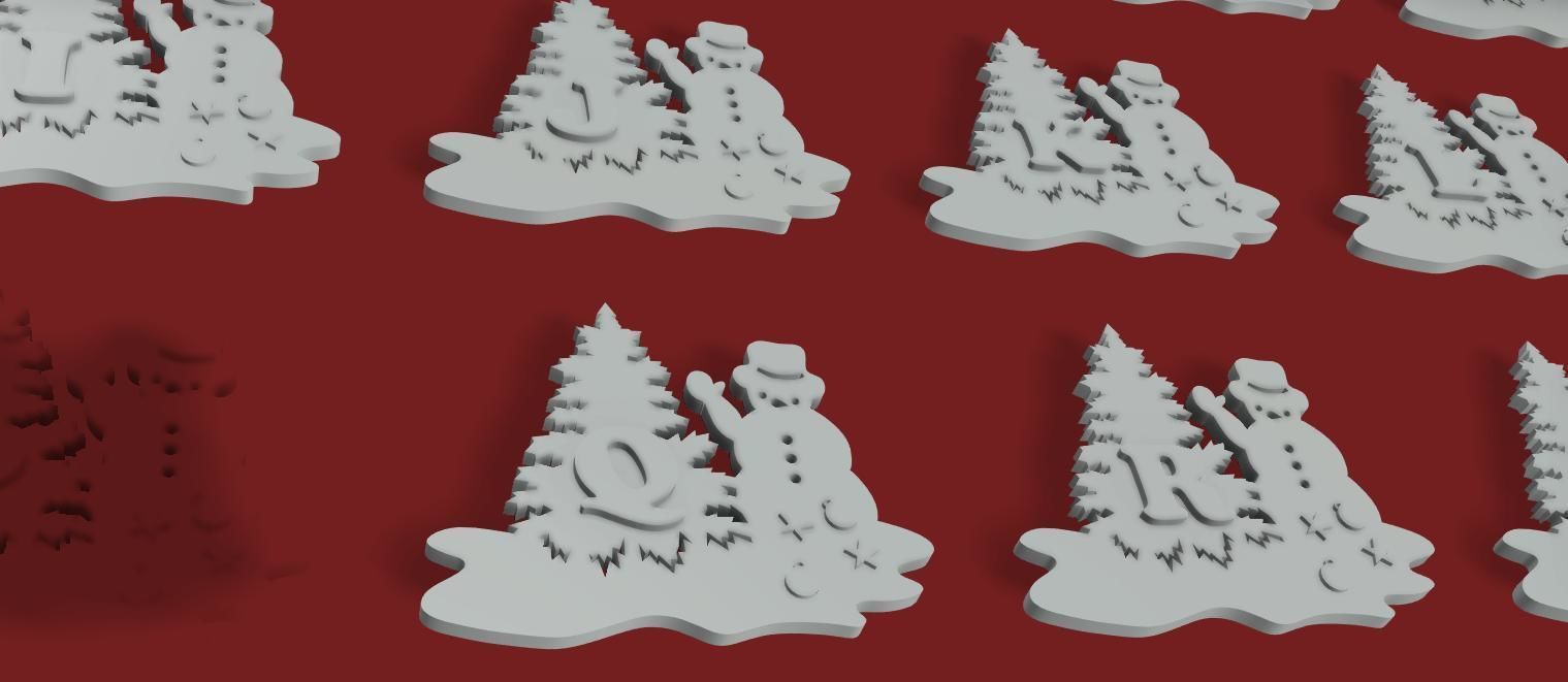 CHRISTMAS SNOWMAN 3D letters stl file 3D print model_5