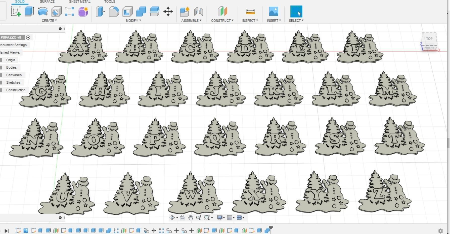 CHRISTMAS SNOWMAN 3D letters stl file 3D print model_9