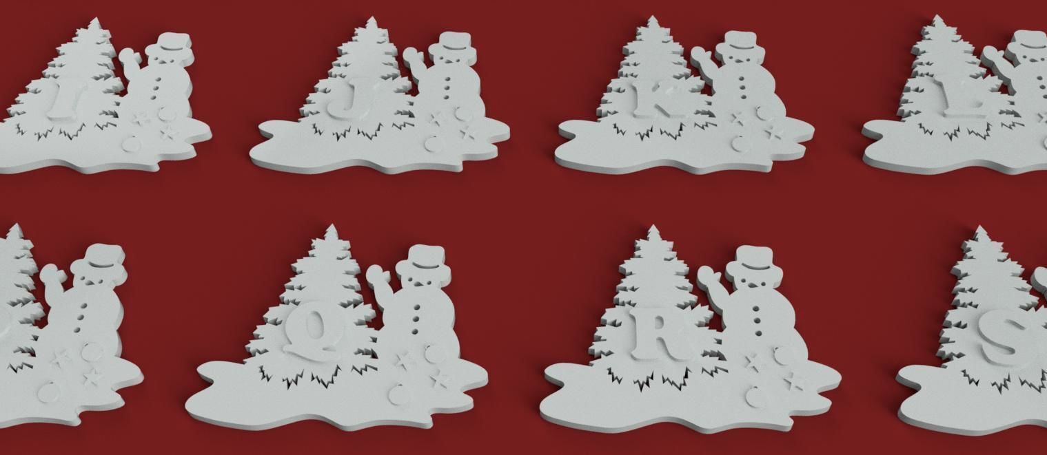 CHRISTMAS SNOWMAN 3D letters stl file 3D print model_7