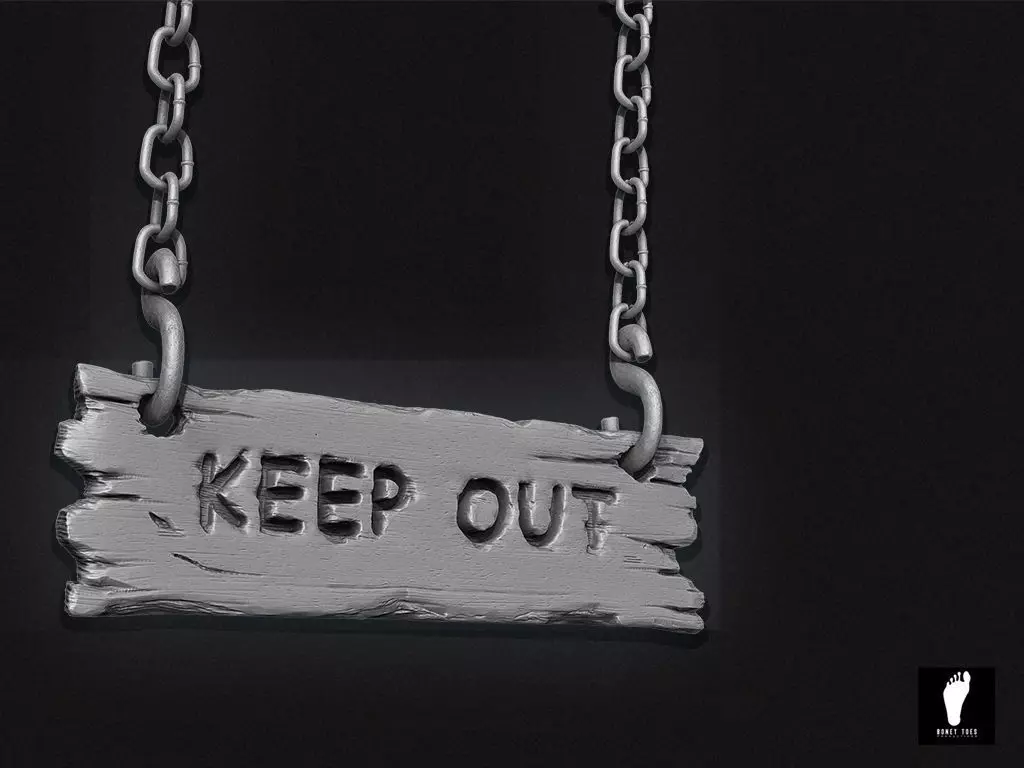 Keep Out Wooden Sign 3D model