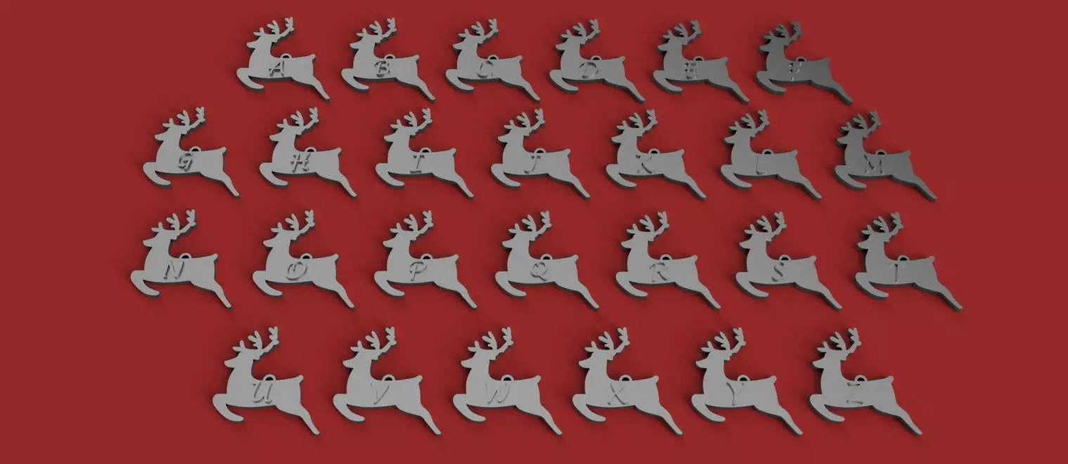 CHRISTMAS REINDEER1 3D letters stl file 3D print model_0