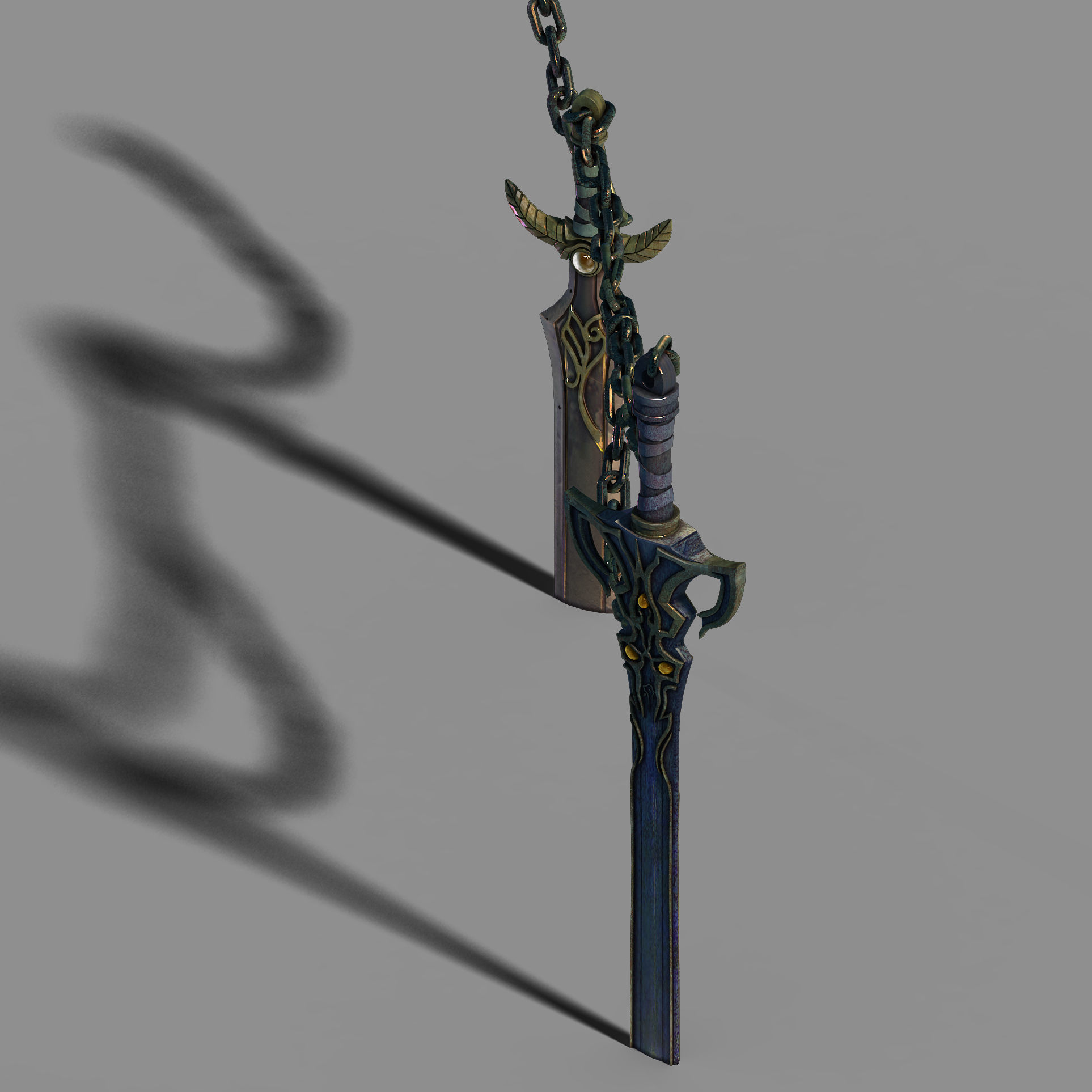 Stone Town Magic Cave - Sword - Iron Chain 01 3D model_1