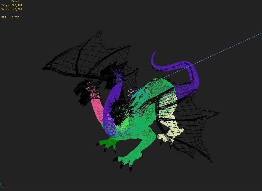 Stone Town Magic Cave - Three Head Stone Dragon 01 3D model_4