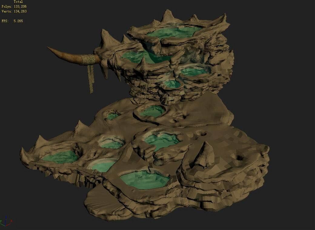 Stone Zhen De Dong - Mountain Rock - Stream Pool 02 3D model_5
