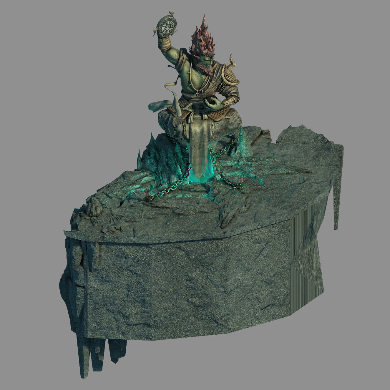 Stone Town Demon Cave - Mountain - Stone Sculpture 01 3D model_2