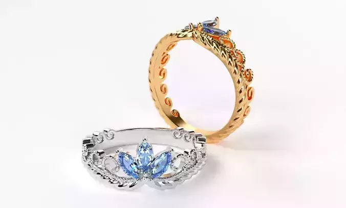 beautiful crown ring with marquise shaped stones