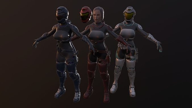 Woman solder Low-poly 3D model