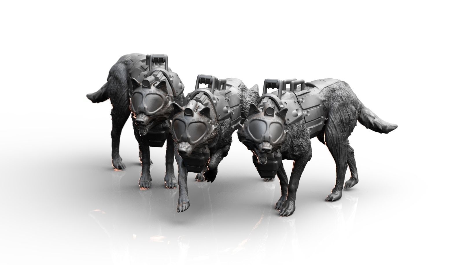 Military Working Dog Miniatures 3D print model_1