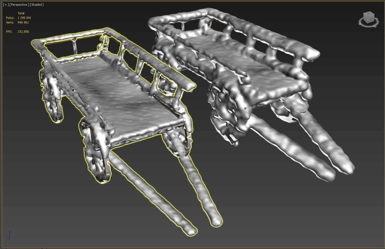 Wooden cart covered with snow 01 3D model_24