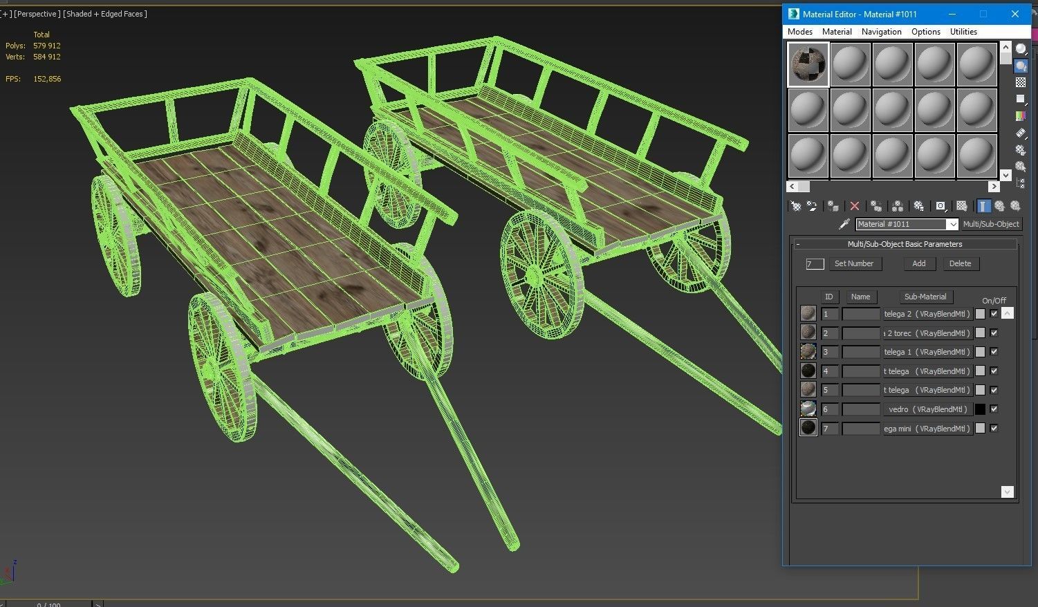 Wooden cart covered with snow 01 3D model_30