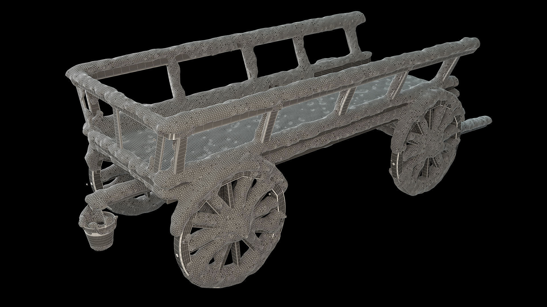 Wooden cart covered with snow 01 3D model_10