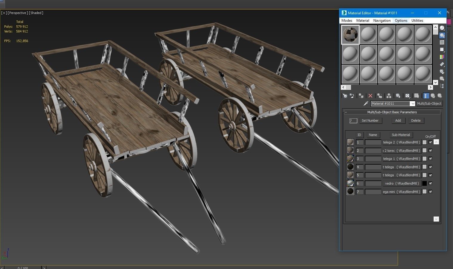 Wooden cart covered with snow 01 3D model_29