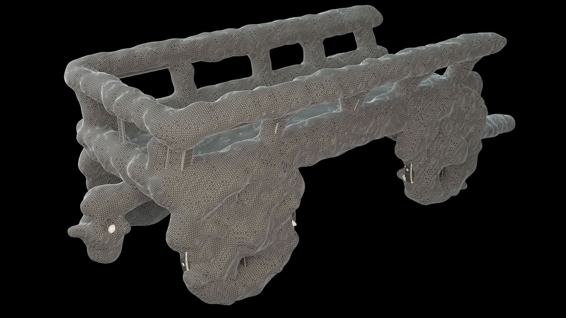 Wooden cart covered with snow 01 3D model_9