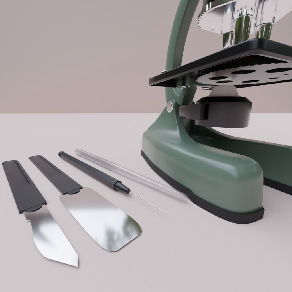 Rigged Microscope with Tools and plates 3D model_3