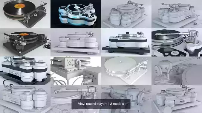 Vinyl record players 3D Model Collection
