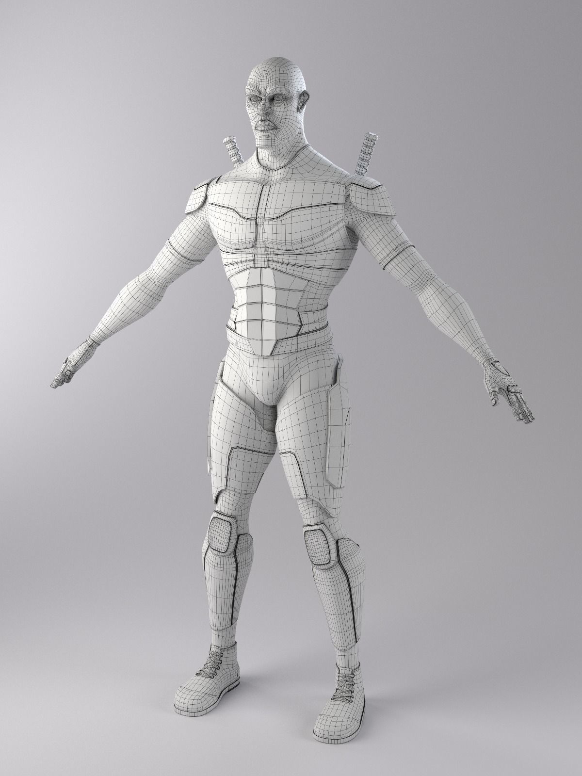 Superhero mercenary Low-poly 3D model_11