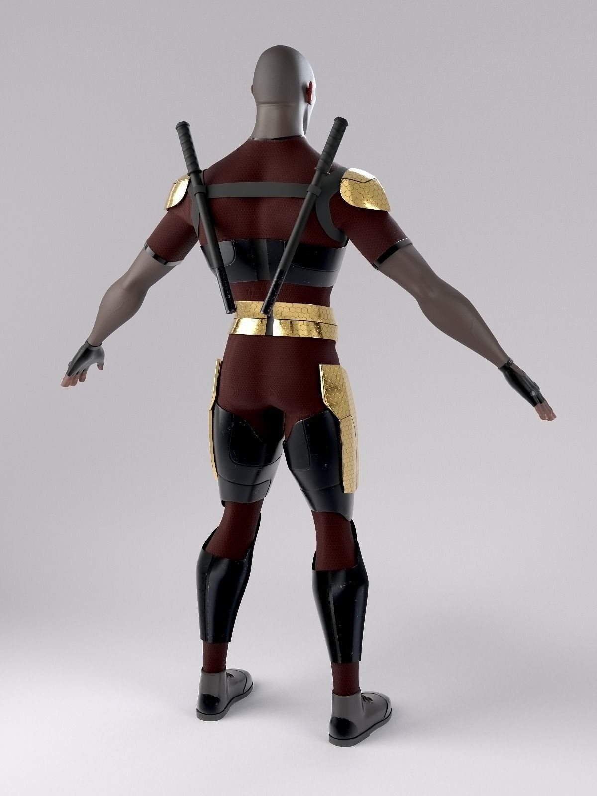 Superhero mercenary Low-poly 3D model_4