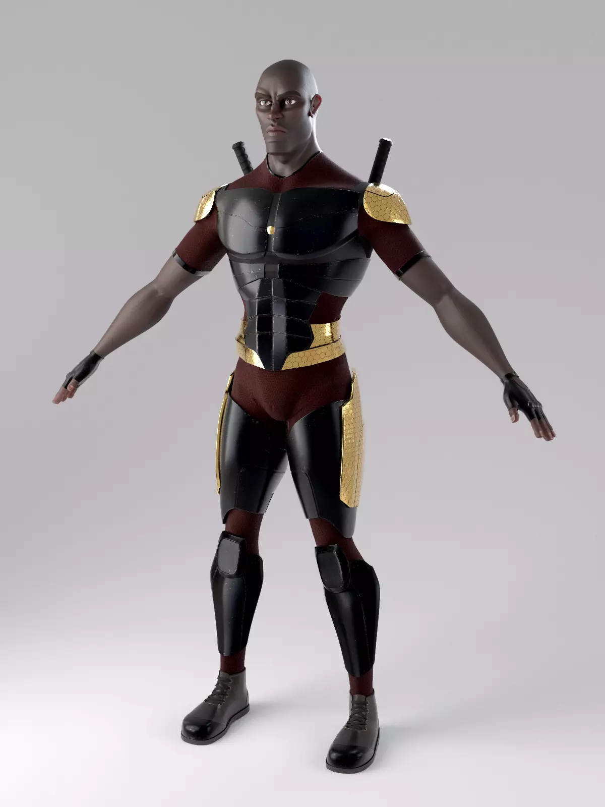 Superhero mercenary Low-poly 3D model_0
