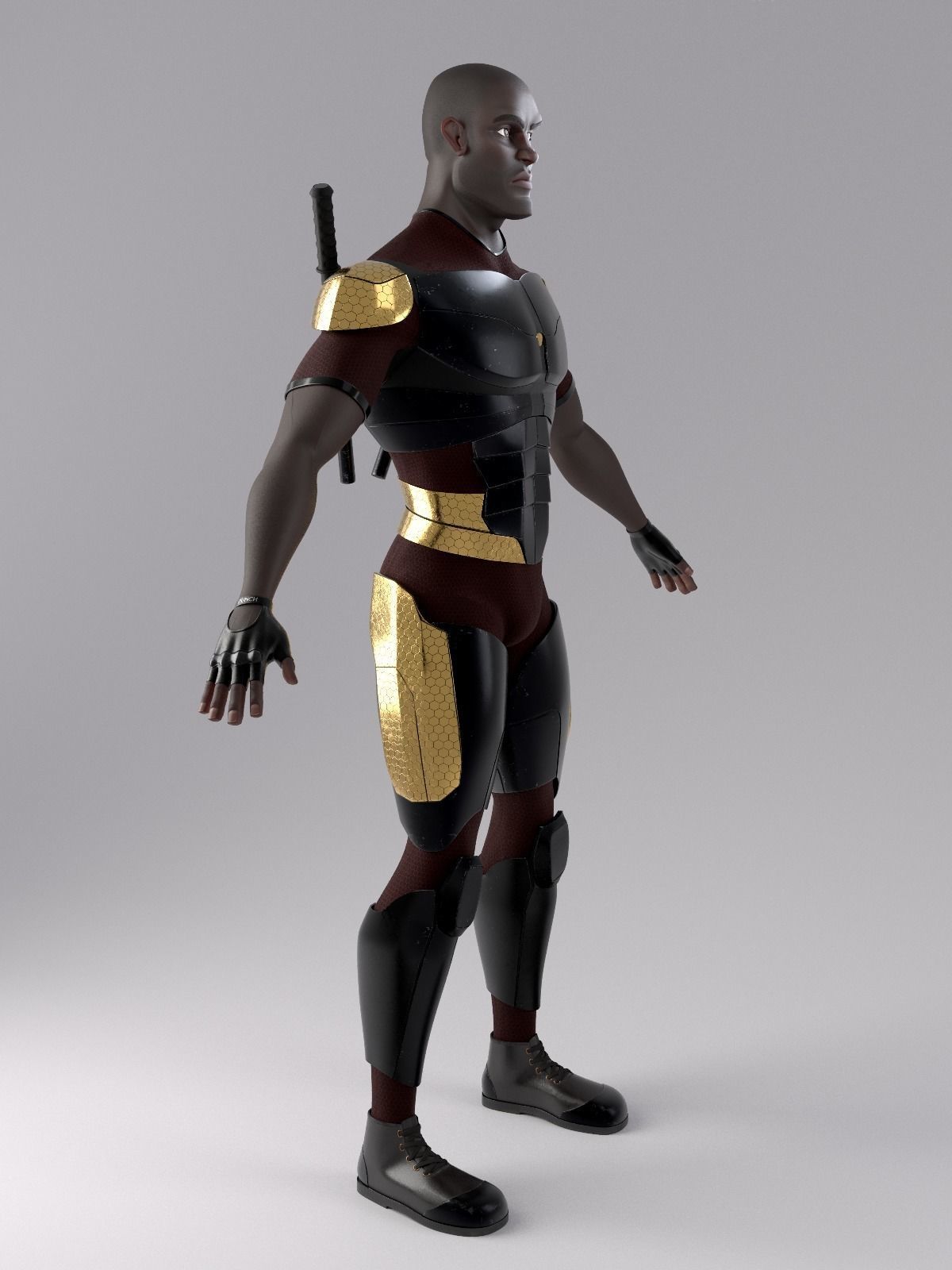 Superhero mercenary Low-poly 3D model_3