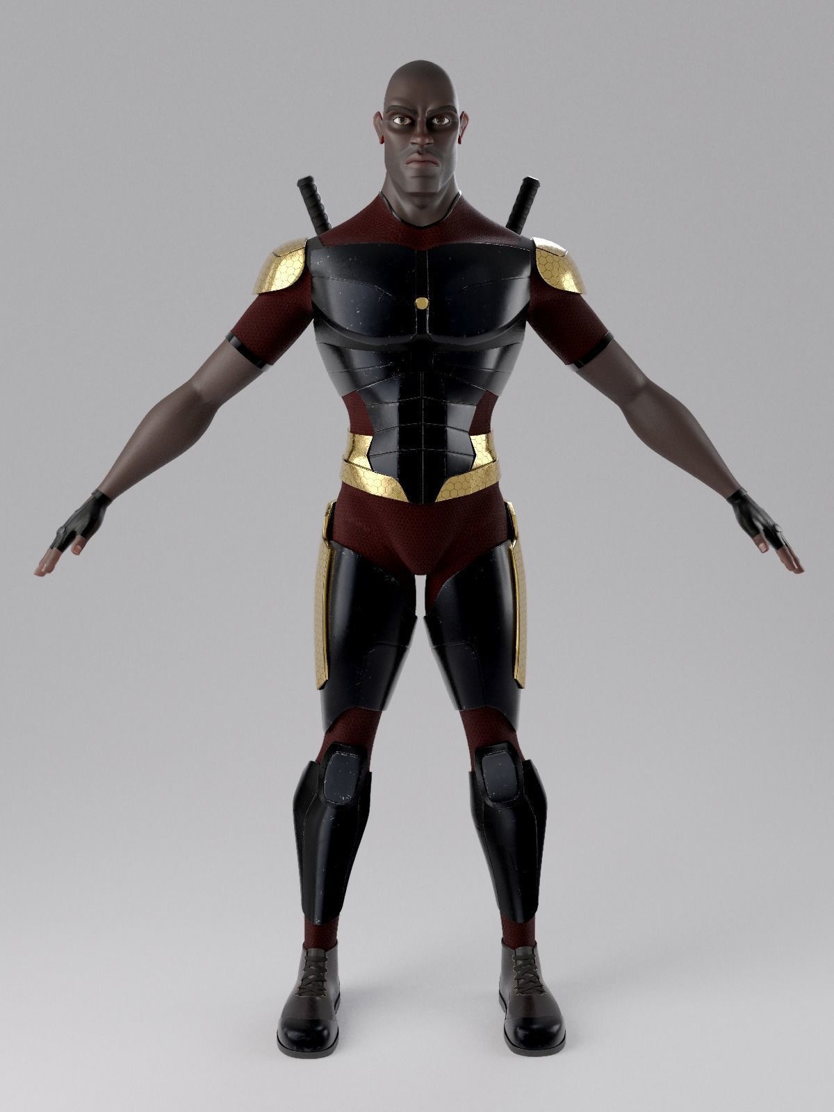 Superhero mercenary Low-poly 3D model_2