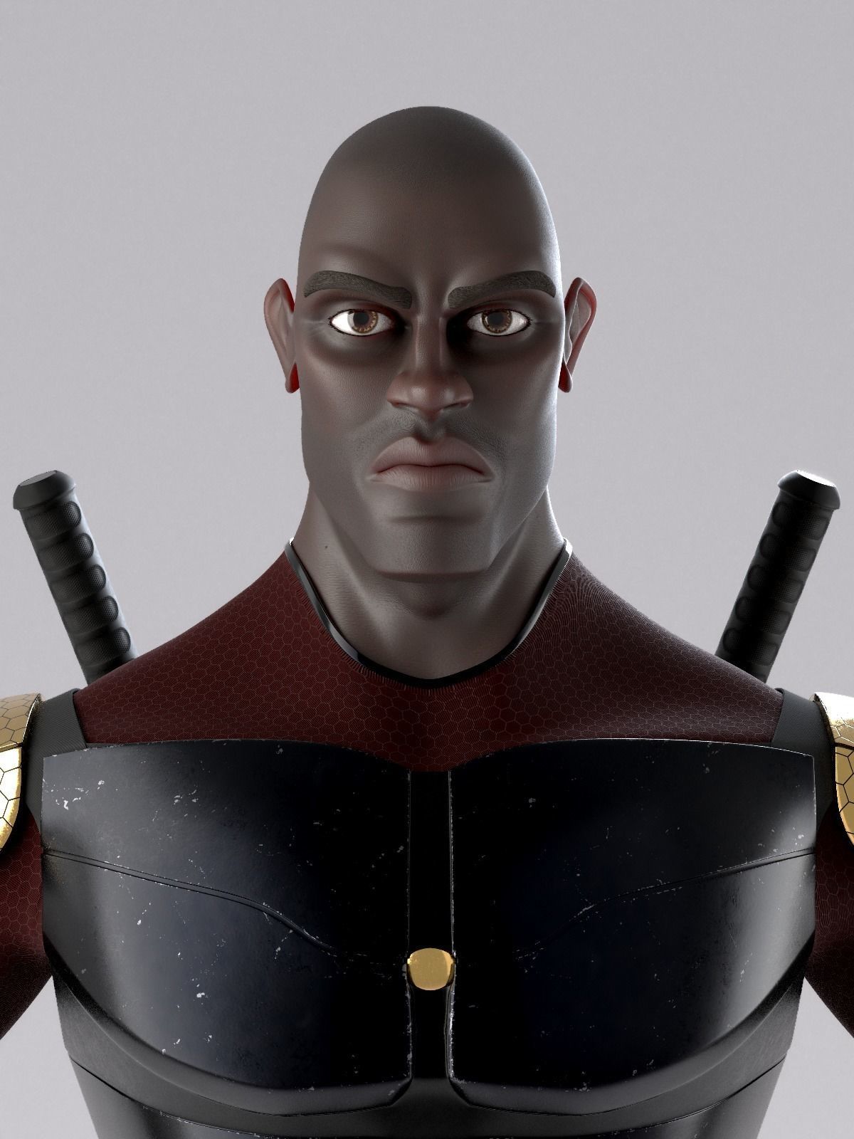 Superhero mercenary Low-poly 3D model_5