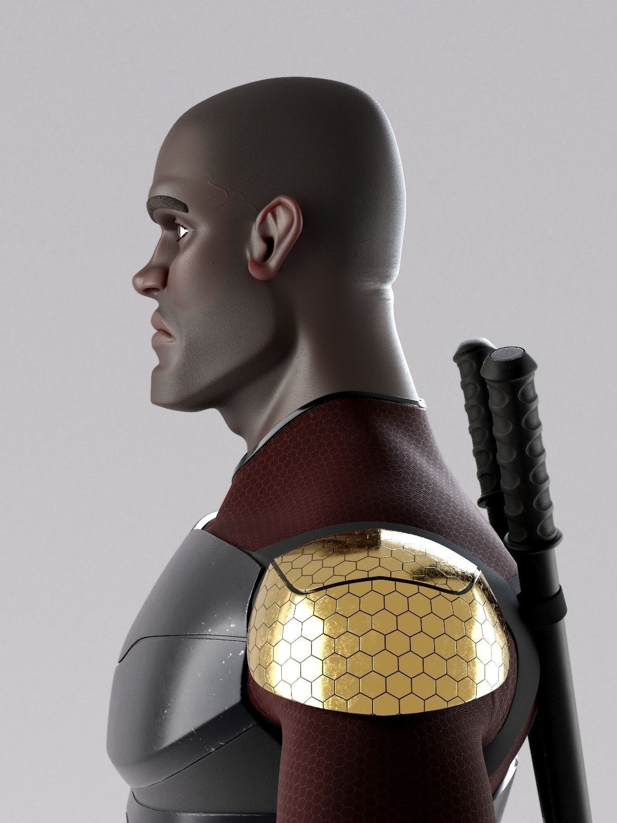 Superhero mercenary Low-poly 3D model_6