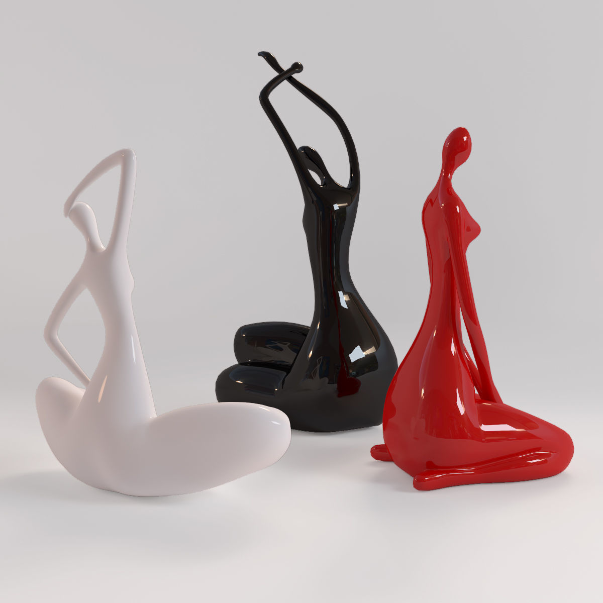 A set of statues of a lady 3D model_1