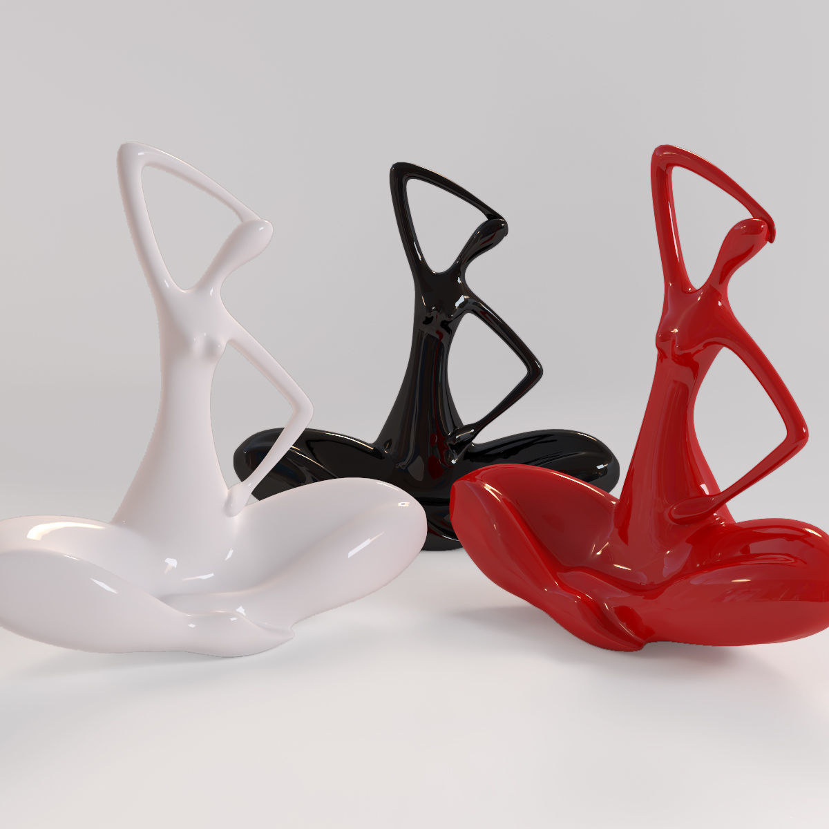 A set of statues of a lady 3D model_2
