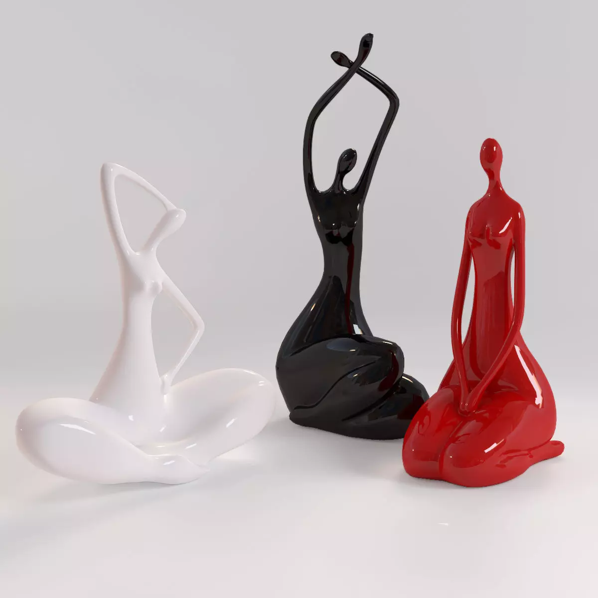 A set of statues of a lady 3D model_0