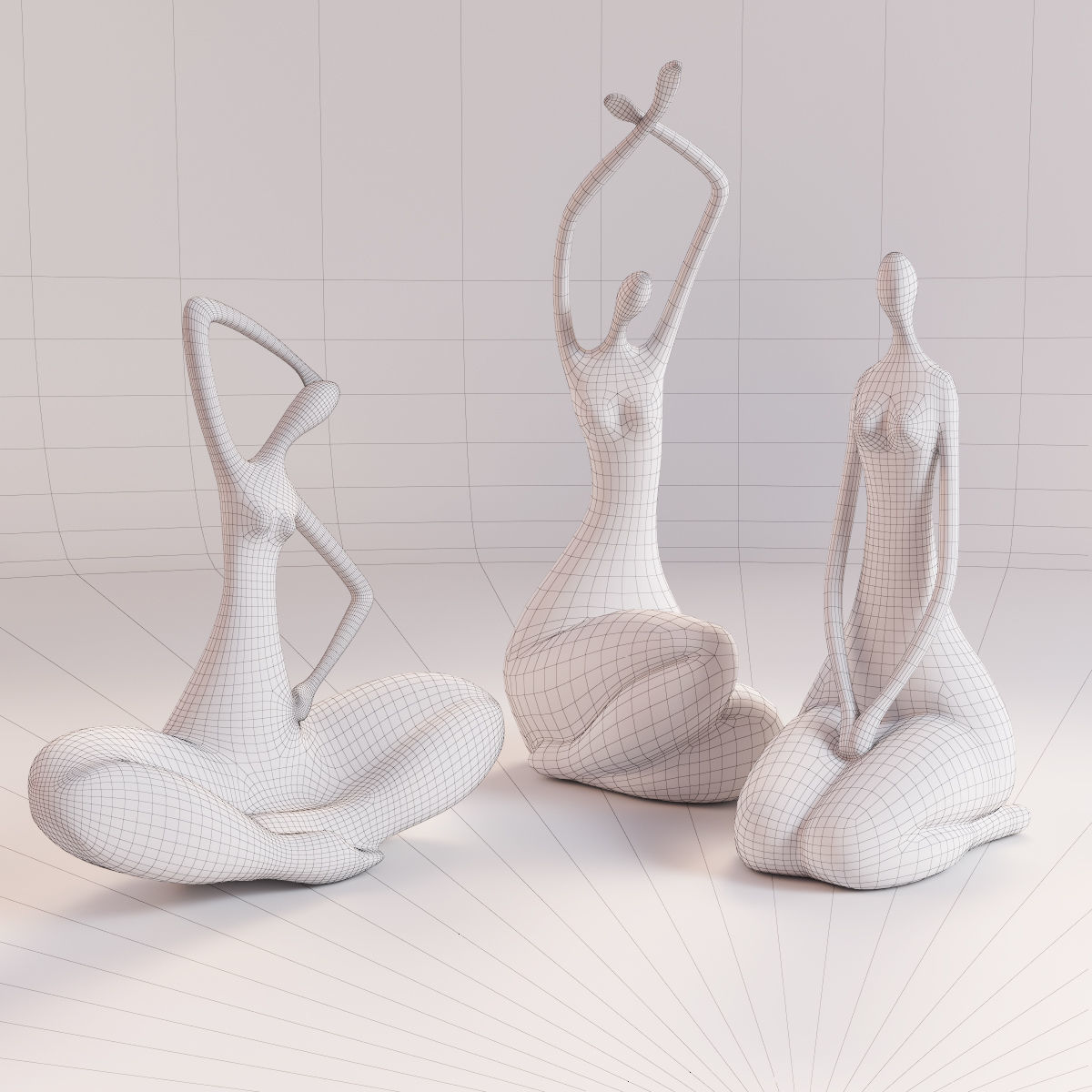 A set of statues of a lady 3D model_5
