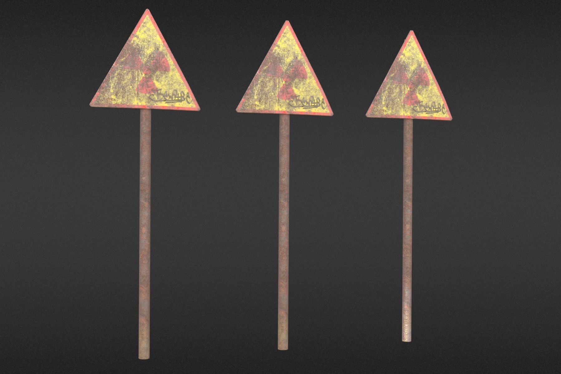 Game-ready Radioactivity sign rusty - Unity - HDRP - UE4 Low-poly 3D model_19