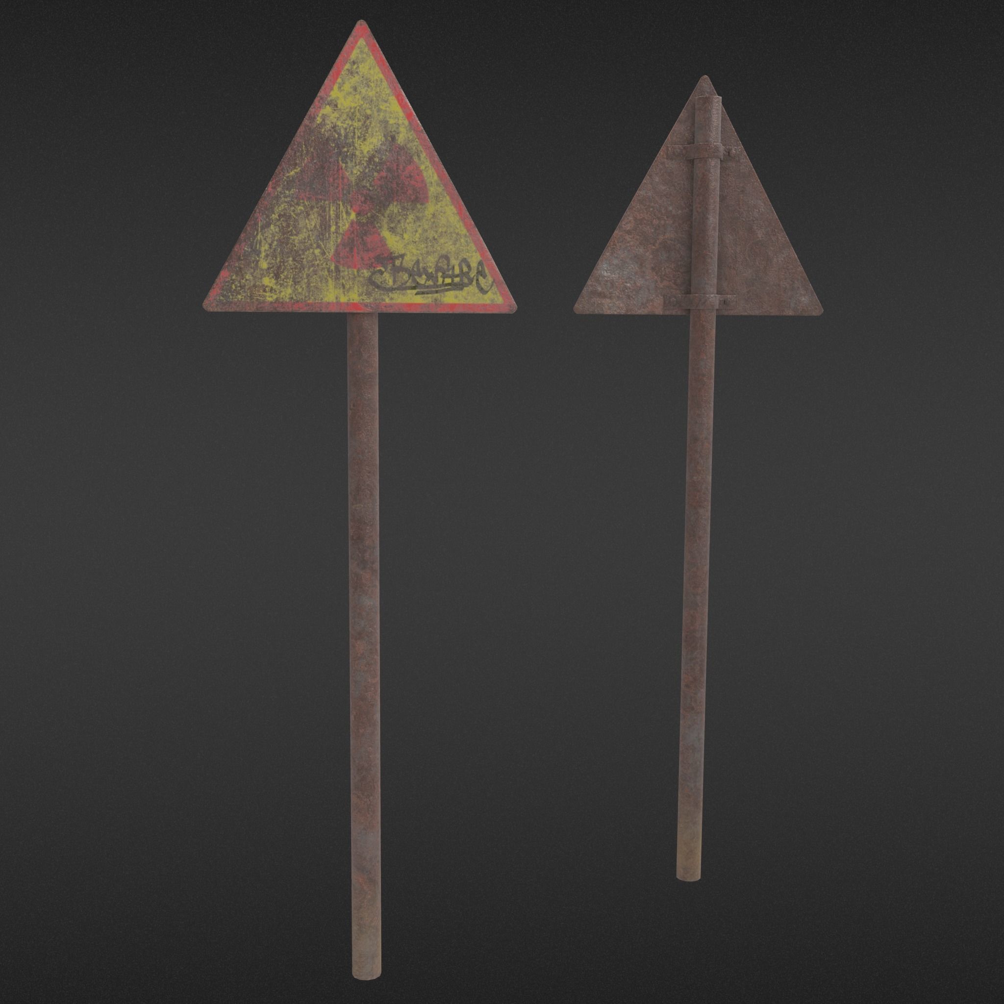 Game-ready Radioactivity sign rusty - Unity - HDRP - UE4 Low-poly 3D model_10